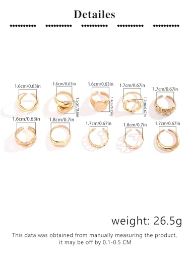 10pcs Trendy Gold Rings for Women Non Tarnish Stackable Rings for Women Dainty Chunky Gold Ring Stack Set Gold Plated Knuckle Ring Chunky Jewelry Fashion Dainty