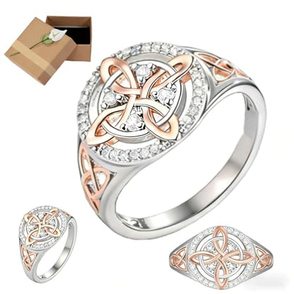 Witches Knot Ring Double Color Zircon Ring Minimalist Design Elegant All-Match Premium Sense Band Ring Jewelry