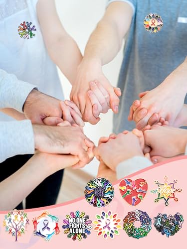 JUNEBRUSHS 28pcs Cancer Awareness Pins Ribbon Lapel Pins for Cancer Fighters Survivors Inspirational Favor Charity Campaign Decor Accessories - style: Cancer Awareness Style