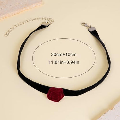 Qceasiy Gothic Black Necklace for Women, Adjustable Victorian Velvet Lace Collar, Halloween Party Cosplay Jewelry Gift - style: Flower