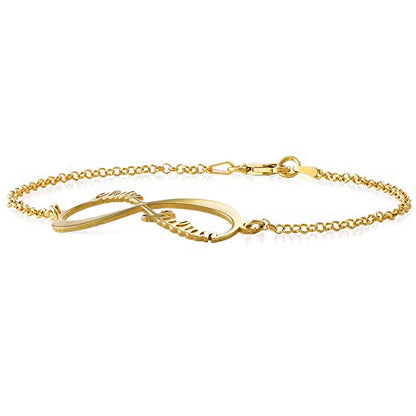 Personalized Infinity Bracelet - Choose Your Style - Sterling Silver, Solid Gold or Plated - Rolo Chain - color: 18K Gold Plated Silver, size: 2 Names Bracelet