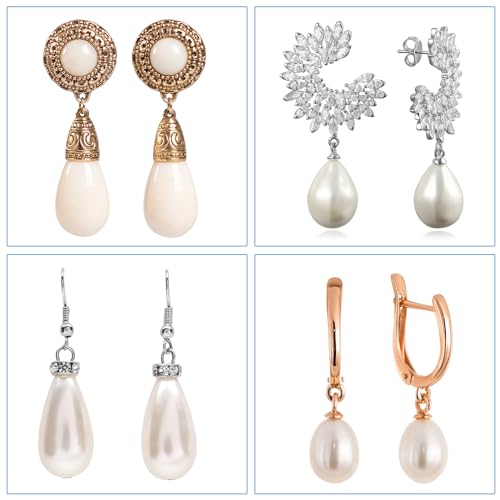 PATIKIL Pearl Charm, 30Pcs Pearl Beads Teardrop Faux Pearl Pendant with Loop for Jewelry Making Bracelets Earrings Necklace - color: Gold, size: 18x10mm
