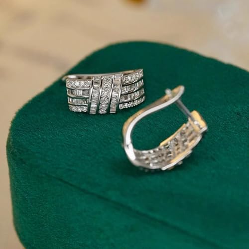 Modern Fashion Women Hoop Earrings Full Crystal CZ Wedding Trendy Jewelry - color: Silver Color