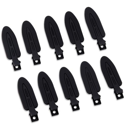 10 Pcs Creaseless No Crease No Bend Flat Hair Clips For Styling Non Slip Makeup Clips For Women Salon Hairstyle,Matte Black - color: Matte Black