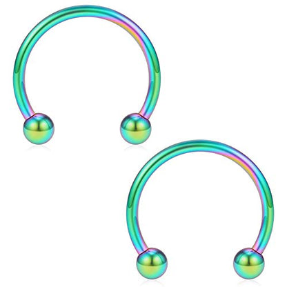 SCERRING 12PCS 10-14mm Stainless Steel Nose Horseshoe Hoop Rings Eyebrow Lip Ear Tragus Septum Piercing Hanger Retainer 16G 14G 12G - style: 16G - Inner Dia. 14mm