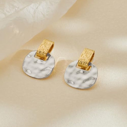 MUYAN Gold Clip On Drop Earrings for Women Non Piercing Dangle Earrings Fashion Jewelry - color: C Clip Two Tone