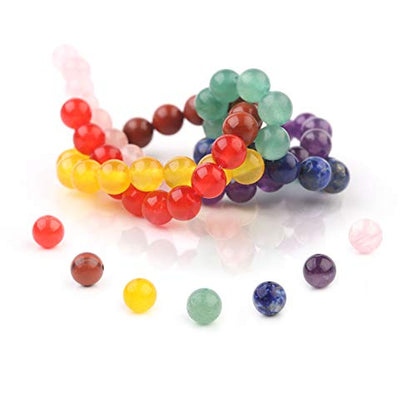 7 Chakra Gemstone Beads 8mm Polished Round Smooth Natural Chakra Stone 49pcs Healing Crystals and Stones for Jewelry Making Crafting 15Inch(7 Chakra Stone,8mm) - color: 7 Chakra, size: 8mm