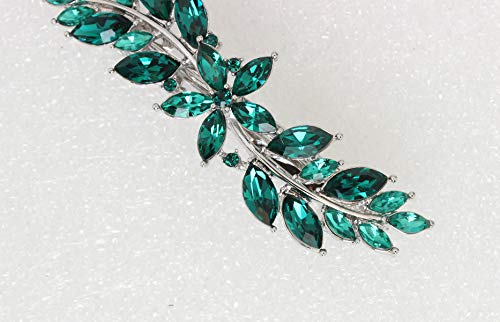Faship Gorgeous Green Rhinestone Crystal Small Floral Hair Barrette Clip - color: Green
