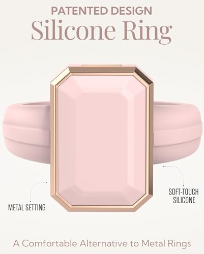 Rinfit Emerald Silicone Ring with Stainless Steel Frame - color: Pack H - Pink / Metal Rose Gold