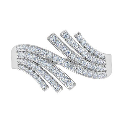 1/2 Carat Bypass Statement Diamond Ring in 10K Gold - color: White Gold