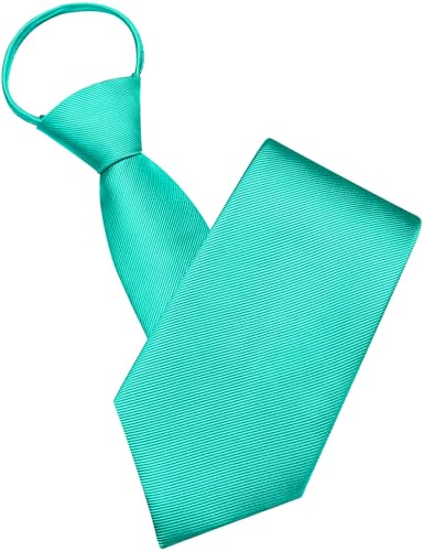 GUSLESON 3.15"（8cm） Mens Pre-tied Adjustable Zipper Tie Solid Necktie for Business and Wedding - color: Aqua