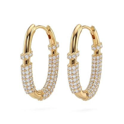 DREMMY STUDIOS Gold Dainty Huggie Hoop Earrings 18K Gold Plated Exquisite Open Tassel Dangle Charm Drop Sleeper Geometric Cross Coin Star Heart White CZ Simple Hypoallergenic Earrings for Women - color: U shaped-Hoop
