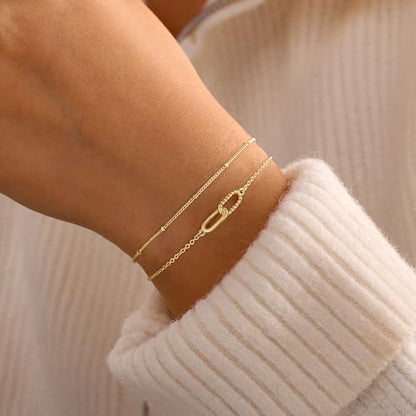Turandoss 14K Gold Plated Interlocking Circle Bracelet Gifts for Women | Cubic Zirconia Circles Bracelets, Layered Twisted Circle Bracelet for Women, Trendy Jewelry Gifts - color: Twisted Interlock Bracelet