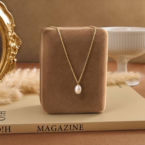 Pearl Necklaces for Women,Dainty Gold Pendant Necklaces Waterproof Jewelry | 14K Gold Plated Pearl Necklaces,Dainty Elegant Wedding Necklace,Small Cute Adjustable Minimalist Necklace,Non Tarnish Jewelry - color: GOLD-1