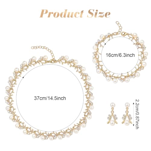 Heliltd Rhinestone Pearl Jewelry Set for woman - color: Gold