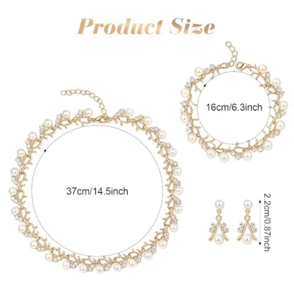 Heliltd Rhinestone Pearl Jewelry Set for woman - color: Gold