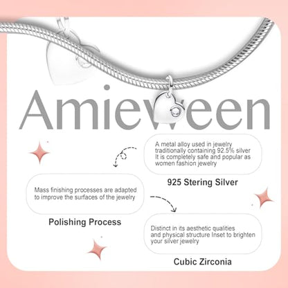 Birthstone Charm, Heart Charm Pendant Dangle with CZ, for Anniversary Birthday Mothers Valentines Day Christmas Graduation, for Yourself Family Mom Friend Girlfriend Sister Grandma - style: Apr.