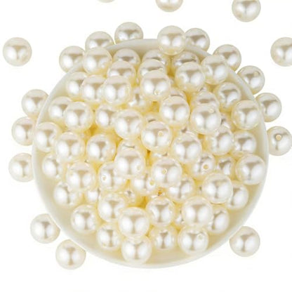 Pearl Beads for Jewelry Making 60pcs 20MM Pearl Craft Beads with Hole Loose Fake Pearls Small Faux Pearls for Jewelry Making Bracelet Necklace DIY, Sewing Decor and Vase Filler - size: 20MM
