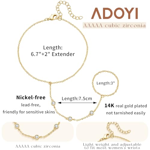 Gold Bracelets for Women, 14K Gold Plated Stackable Bracelet Stack Set Adjustable Charm Paperclip Chain Cuban Link Layered Waterproof Jewelry Sets Gifts for Womens 6.5 Inch - color: Gold Style A