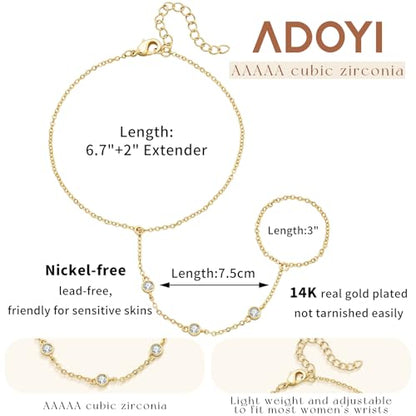 Gold Bracelets for Women, 14K Gold Plated Stackable Bracelet Stack Set Adjustable Charm Paperclip Chain Cuban Link Layered Waterproof Jewelry Sets Gifts for Womens 6.5 Inch - color: Gold Style A