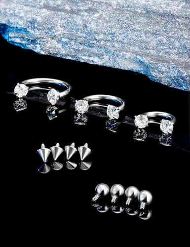 Oufksiyy 16g Septum Rings Internally Threaded Surgical Steel Septum Jewelry Lip Rings Hoop Labret Jewelry Horseshoe Earrings Daith Piercing Jewelry for Women Men 6mm 8mm 10mm 12mm Silver Gold Black - color: White Silver tone Septum Piercing jewelry 16G