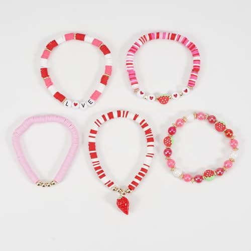 Twinfree Bohemian Cute Fruit Banana Cherry Strawberry Pineapple Mango Polymer Clay Beaded Stackable Stretch Bracelets - color: Color 10