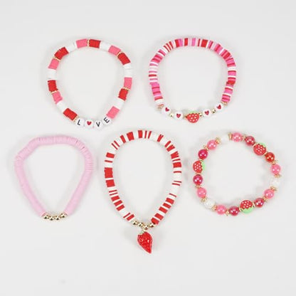 Twinfree Bohemian Cute Fruit Banana Cherry Strawberry Pineapple Mango Polymer Clay Beaded Stackable Stretch Bracelets - color: Color 10