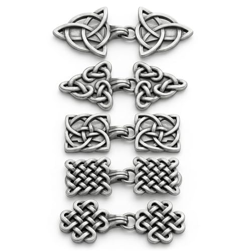 Ymapinc 5 Styles Vintage Cloak Clasp for Clothing, Silver Scarf Pins and Clips for Cardigan, Sweater Pin Dress Clips, Toggle Buttons - Zinc Alloy Brooches for Shawl Collar
