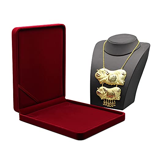 Jewelry Set Velvet Box Necklace Earring Ring Necklace Bracelet Gift Display Case Wedding Jewelry Storage Holder (Wine Red For Chunky Collar Necklace) - color: Wine Red For Chunky Collar Necklace