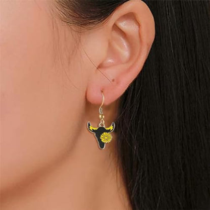 Cow Gold Plated Enamel Pendants Metal Animals Charms Pendant for Earrings DIY Jewelry Making Necklace Bracelet Keychain Craft Findings - color: C