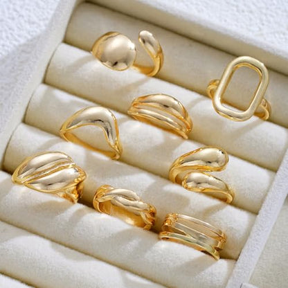 FUTIMELY 14K Gold Stackable Knuckle Rings Set for Women,Aesthetic Silver Trendy Dainty Open Midi Rings Set,Midi Finger Rings Pack Jewelry Gifts - color: Gold3