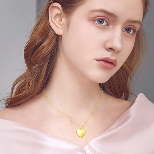 SOULMEET 10K 14K 18K Solid White Gold/Silver Minimalist Style/Infinity Sunflower Heart/Oval Locket Necklace That Holds 1 or 2 Pictures Personalized Photo Locket Necklace Letters Engraving - style: A1-gold plated locket only