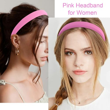 KICOSY Pink Headband for women girls Hot Pink Light Pink Padded Hairband Non Slip Cute Pink Head Band Pink Hair Accessories Pink Party Favors Valentine's Day - color: pink