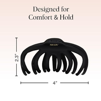 Kitsch Octopus Hair Clips For Women - Classic Black & Tortoise, 2pcs | Durable Recycled Plastic | Large Hair Clips for Thick Hair, Thin Hair | Comfortable Fit Claw Clip, Secure Hold All-Day