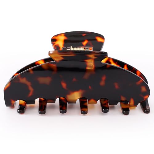 Large Tortoise Shell Hair Clip for Thick Hair Big Hair Claw Clips | Nonslip Celluloid Butterfly Jaw Clips, Acetate Tortoise Claw Clip Strong Hold for Women，Jumbo French Hairclip for Thick Hair - color: Tortoise Shell Claw Clip