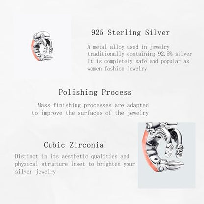 Charms Beads 925 Sterling Silver Animal Heart Flower Friend Dangle Pendant with 5A Cubic fits for Charms Bracelets for Woman Valentine's Day Mother's Day Christmas Graduation Birthday Gift - style: D26-Pink Lobster