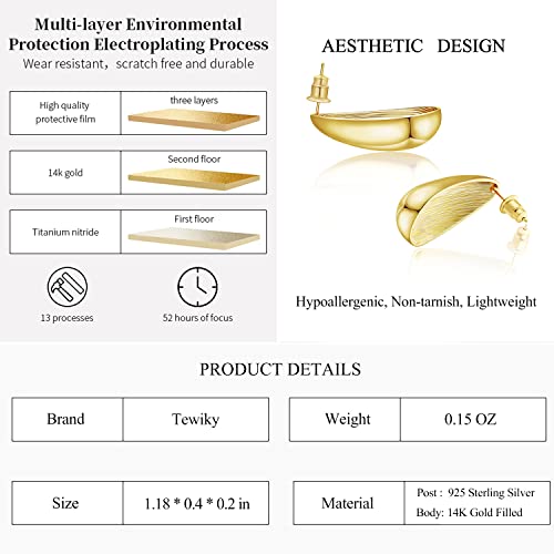 Chunky Gold Hoop Earrings for Women 14k Gold Plated Thick Triple Earrings | Hypoallergenic Trendy Chunky Gold Hoops Earrings,Dainty Jewelry Gifts for Women - style: Gold teardrop earrings