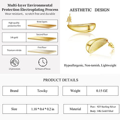 Chunky Gold Hoop Earrings for Women 14k Gold Plated Thick Triple Earrings | Hypoallergenic Trendy Chunky Gold Hoops Earrings,Dainty Jewelry Gifts for Women - style: Gold teardrop earrings
