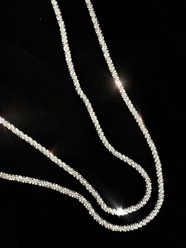 Minimal Double Layer Chain Necklace in Gold or Silver Tone, Lightweight Collar Chain for Everyday Layering - color: Silver, style: Layered Look