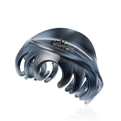 Rosette Large Chic Styling Glass Hair Claw Clip, Organic Clamps Indoor Outdoor Hair Grip Hairpins Barrettes for Thick Hair (Gray) - color: Gray