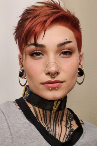 20G Nose Rings Studs with Chain Piercing Across Double Nose Stud Nose Hoop Spike Heart Ball CZ Surgical Steel Nostril Piercing Jewelry for Women Men, Black Silver Gold - color: SR-Heart shaped chain