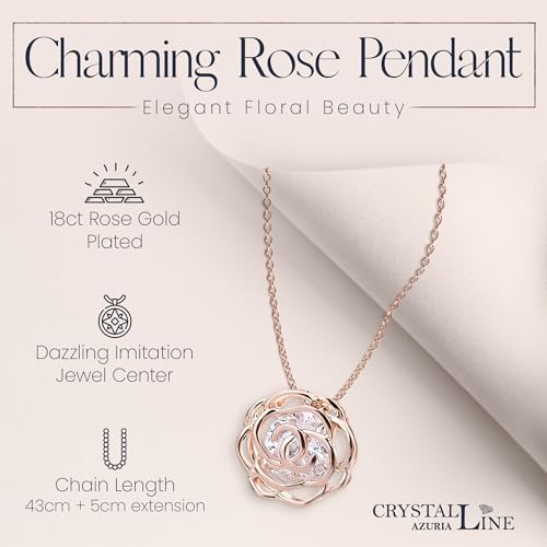 Women 18K Gold Plated White Crystal Roses Flower Set Necklace Earrings Bracelet for Women Wedding Party Bridal Bridesmaid Accessories - color: Rose gold