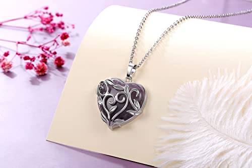 Jovivi Amethyst Rose Quartz Healing Crystal Necklace for Women Flower Leaf Wire Wrapped Crystal Heart Gemstone Pendant Necklace Natural Stone Reiki Quartz Jewelry Mothers Day Gifts - color: Amethyst Crystal