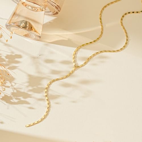 Lariat Gold Necklace for Women, Dainty Long Necklaces 14k Gold Plated Y-Shaped Layered Drop Necklaces for Women Trendy Simple Gold Jewelry for Prom Vacation Gifts - color: Long Y Necklace-Gold