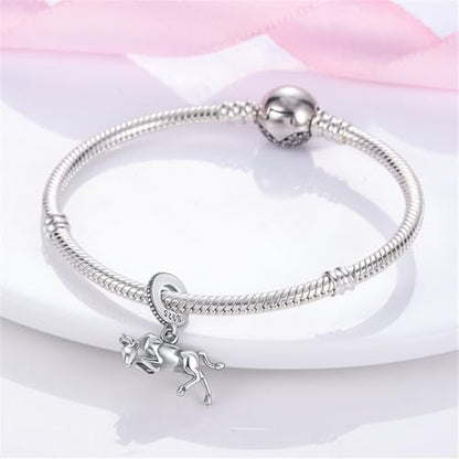 925 Silver Charm for Bracelets Animal Pet Insect Series Women Jewelry Gift - color: Silver Bullfight