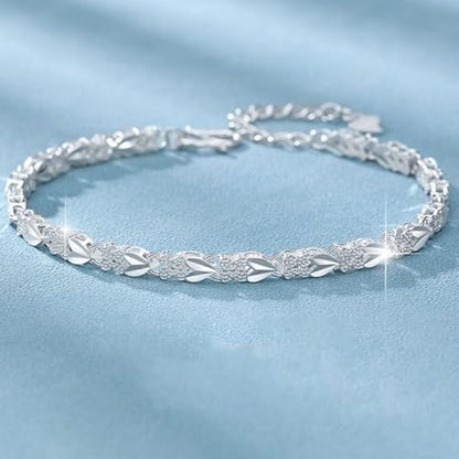 925 Sterling Silver Plated Heart Charm Bracelet for Women - Dainty Chain Love Gift Idea - style: Style12