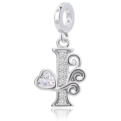 925 Sterling Silver Letter Charms for Pandora Bracelets Silver Letter A Alphabet Charm Initial Dangle Charms Beads Jewelry Gift for Women - style: Dangle Letter Charm I