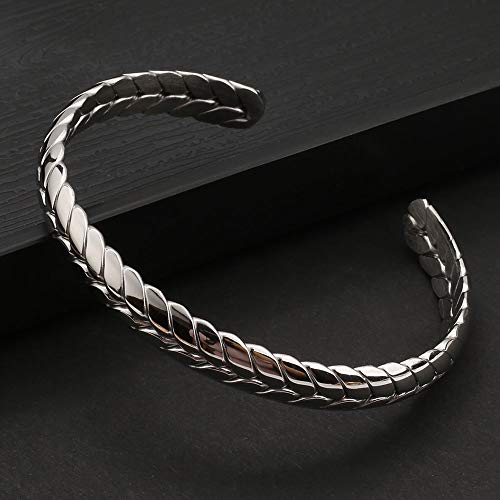 Dorriss Stainless Steel Cuff Bracelet, Wide Open Adjustable Wheat Bracelets, Weave Style Bangle Wrap Jewelry for Women