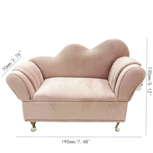 Openable Sofa Jewelry Box, Earrings Necklace Storage,Chaise Longue | Miniature Sofa Velvet Chair Design,Gift for Girls and Women - color: Chaise Longue