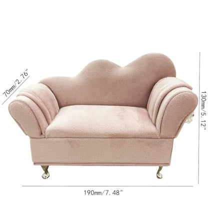 Openable Sofa Jewelry Box, Earrings Necklace Storage,Chaise Longue | Miniature Sofa Velvet Chair Design,Gift for Girls and Women - color: Chaise Longue